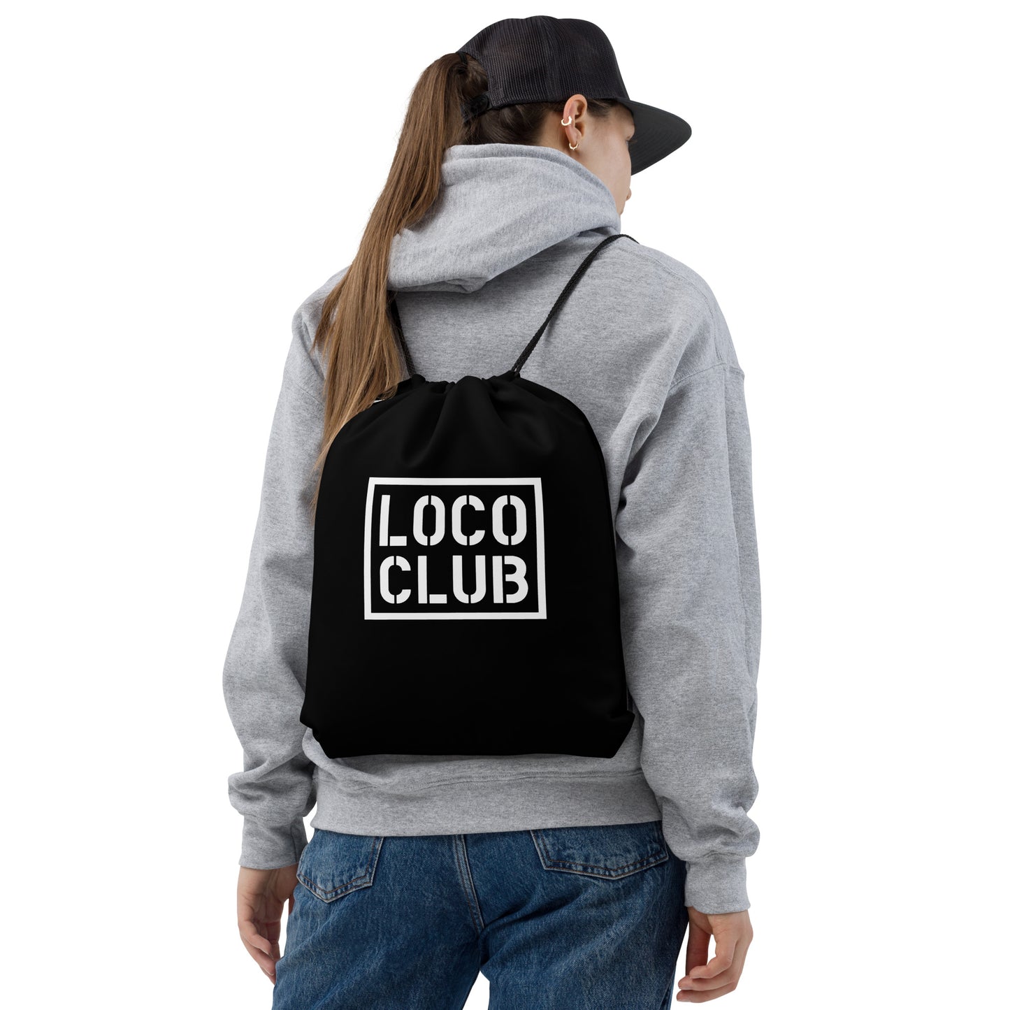 Loco Club Drawstring Gym Bag, Black (2025)